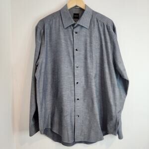 Slates by Dockers Mens Large Gray Long Sleeve Button Down Shirt
